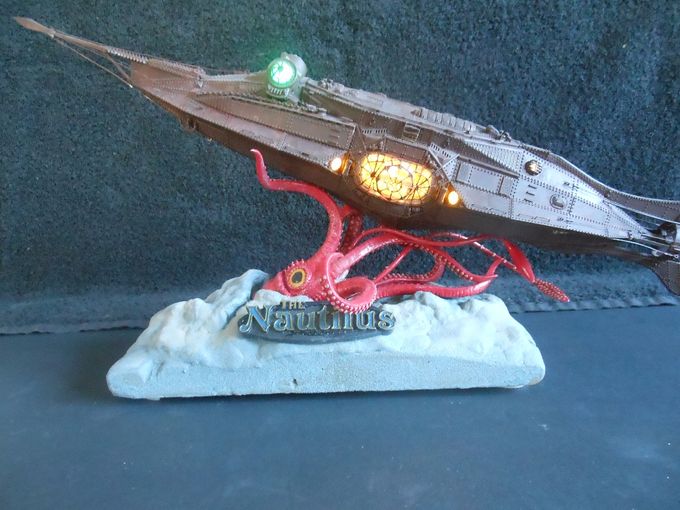 Here's a shot of the model with its lights turned on. I added a few more than were originally called for in the original kit. What else is new? Double click the image to get a better shot.