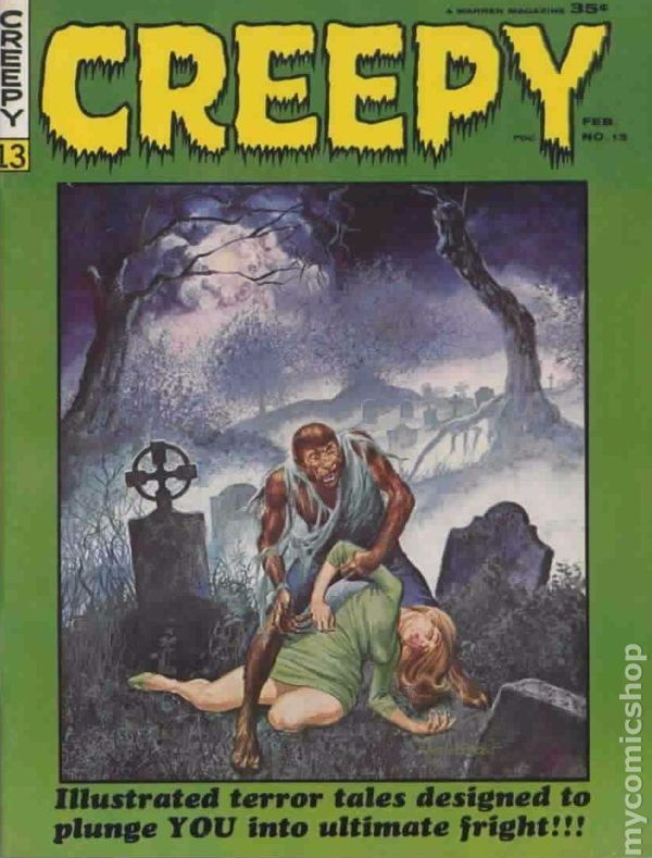 Here is the cover of the issue of Creepy magazine that my first published story called 'Pipeline' appeared in at the tender age of 17.